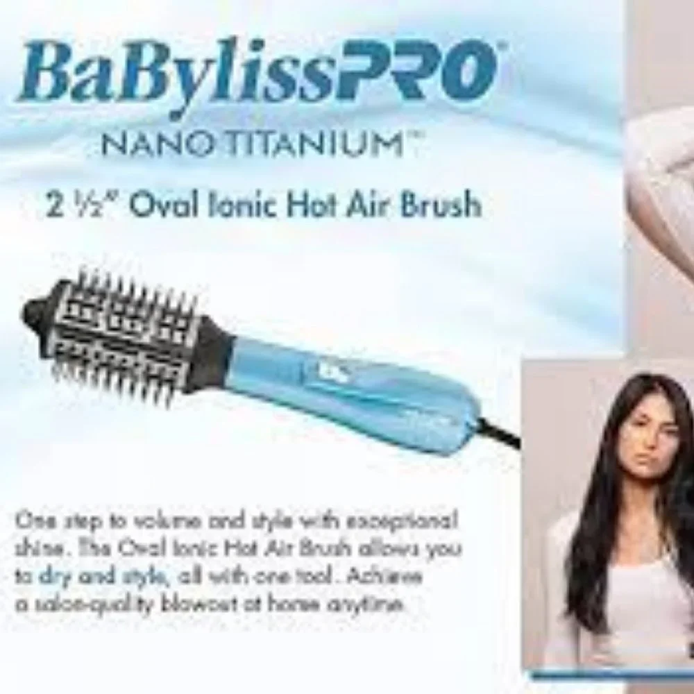 NEW BABYLISSPRO NANO TITANIUM OVAL IONIC HOT AIR BRUSH 2 1/2